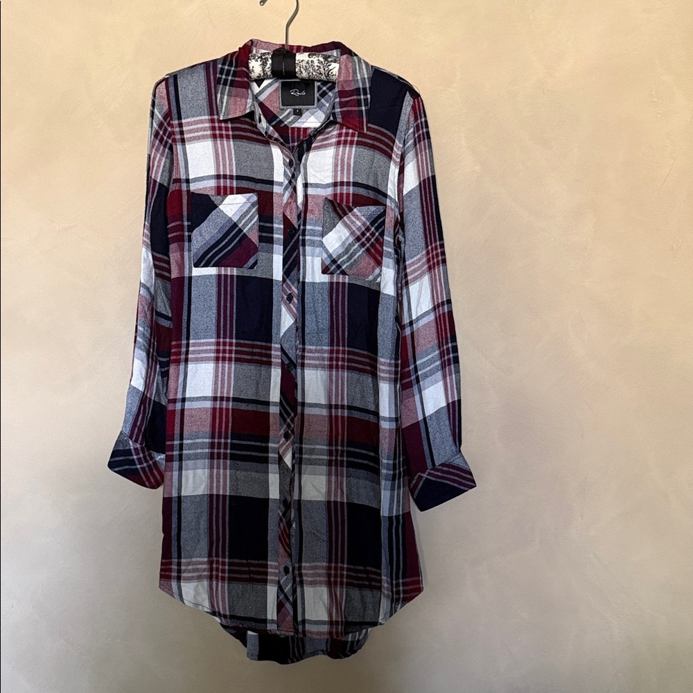 Rails Nadine Plaid ButtonUp Long Sleeve  Shirt Dress. Size S